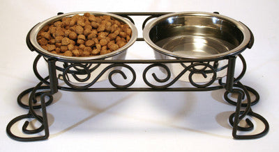 Spot Mediterranean Double Diner Dog Bowl Silver 1 Quart