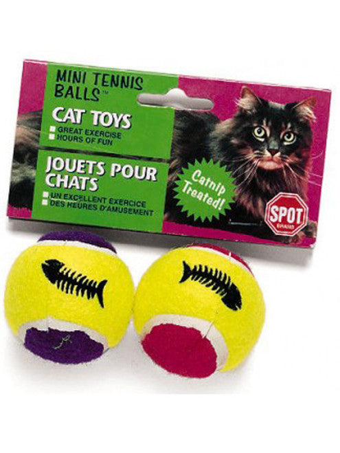 Spot Mini Tennis Balls Cat Toy with Bell & Catnip Assorted 2 in Pack