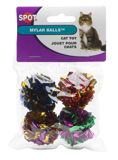Spot Mylar Ball Cat Toy Multi - Color 1.5 in 4 Pack