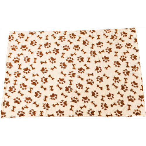 Spot Snuggler Bones/Paws Print Blanket Cream 40 in x 60 - Dog