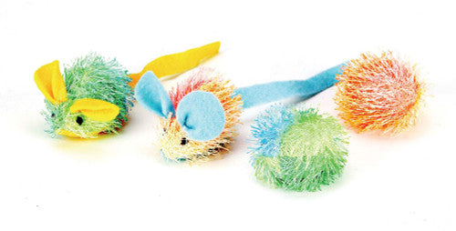 Spot Stringy Mice & Ball Cat Toy with Catnip Assorted 2 in 4 Pack