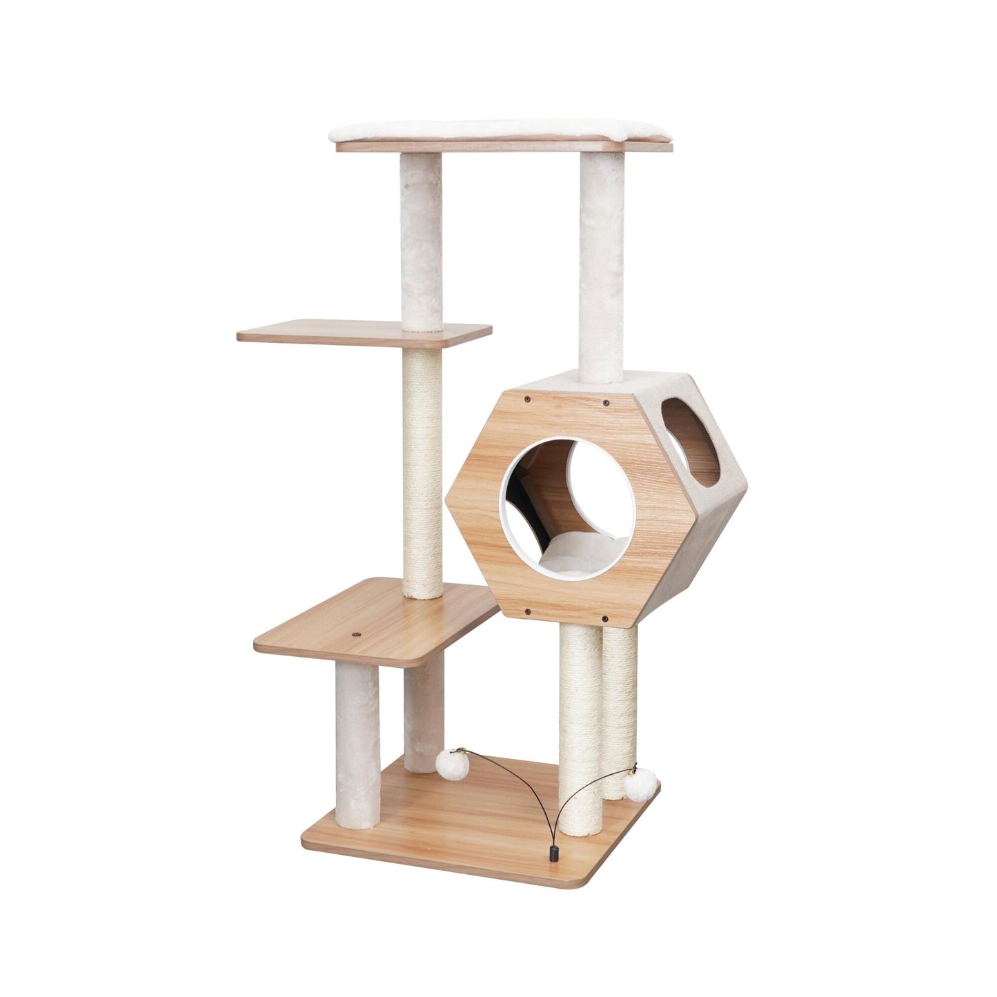 PetPals Wagon Style 4-Level Cat Tree Ivory 44 in 818483018043