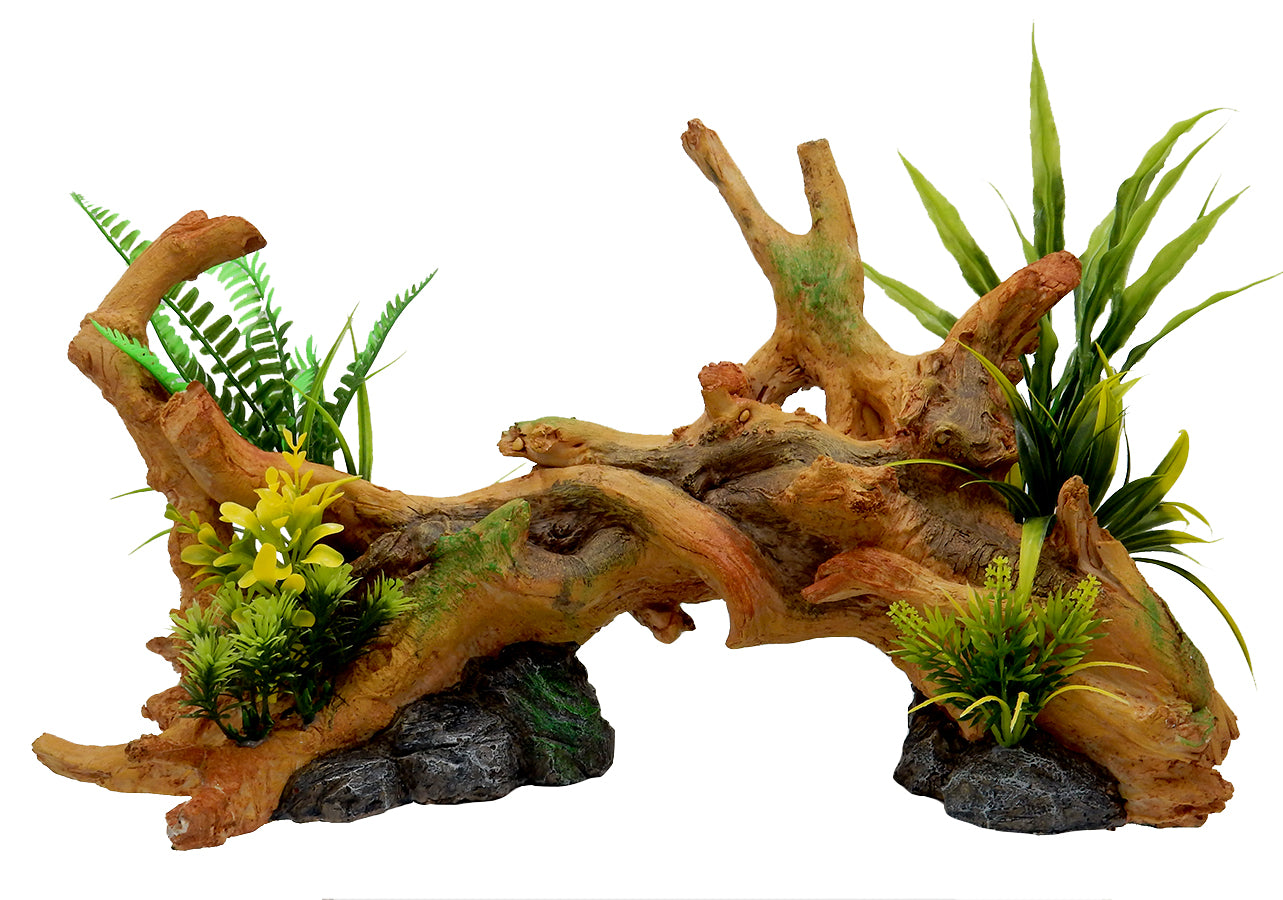 Blue Ribbon Pet Products Exotic Environments Driftwood w/Plants Aquarium Ornament 20 in 030157020934