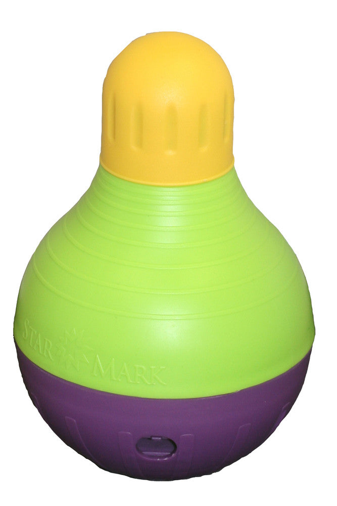 Starmark Bob-A-Lot Treat Dispensing Dog Toy Purple/Green/Yellow LG