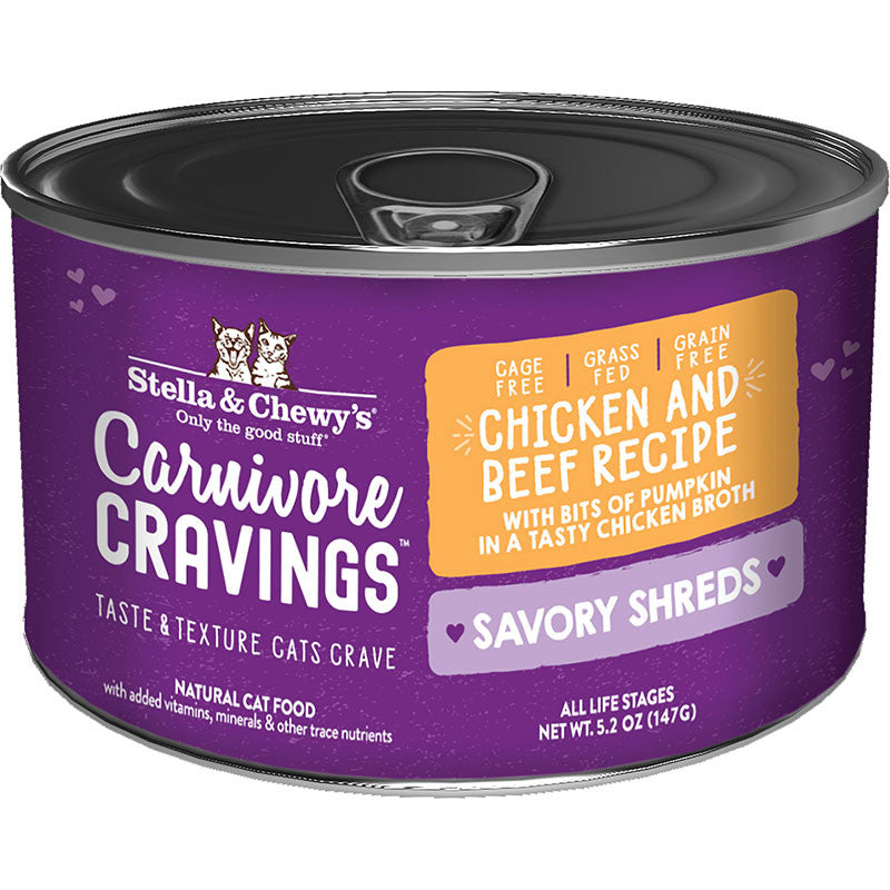 Stella & Chewy's Cat Carnivore Cravings Shred Chicken & Beef 5.2oz 810027371126