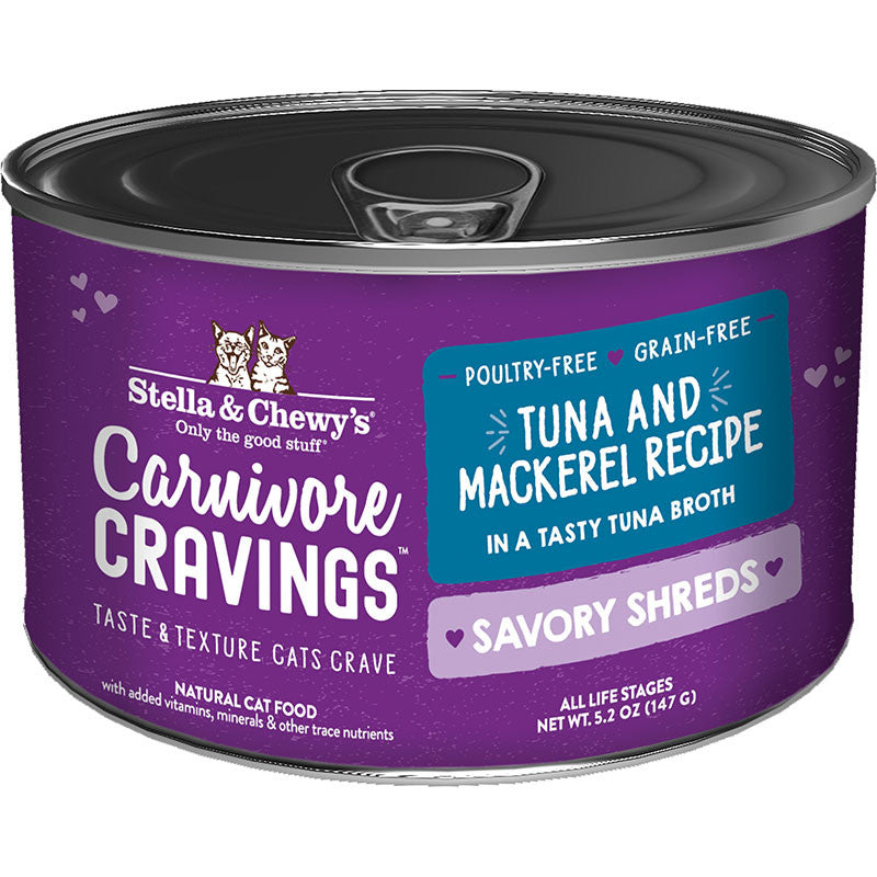Stella & Chewy's Cat Carnivore Cravings Shred Tuna & Mackerel 5.2oz 810027371201