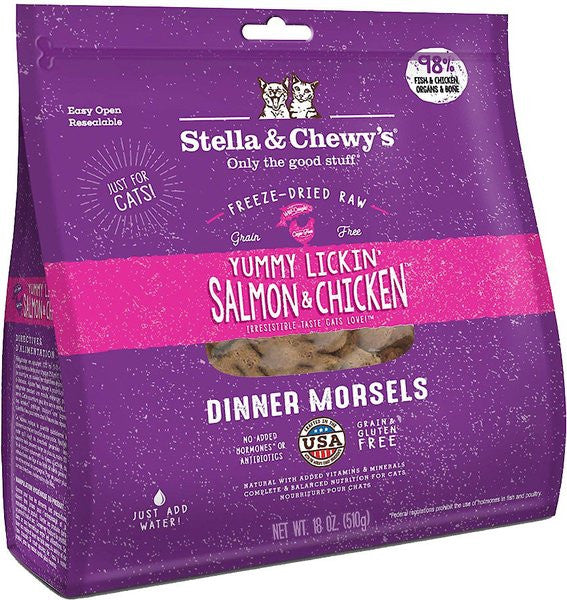 Stella & Chewy’s Freeze - Dried Yummy Lickin’ Salmon Chicken Dinner for Cats 18z {L - 1x} 860251 - Cat