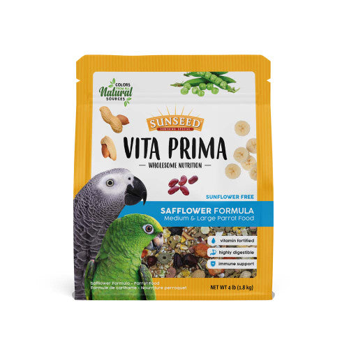 Sun Seed Vita Prima Safflower Formula Medium & Large Parrot Food 4 lb - Bird