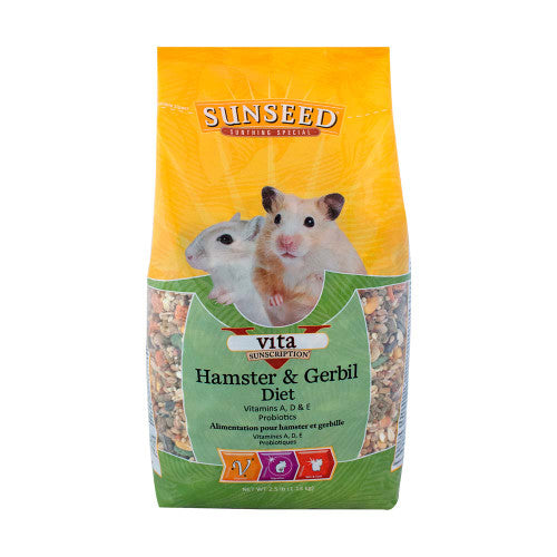 Sun Seed Vita Sunscription Hamster and Gerbil Dry Food 2.5 lb - Small - Pet