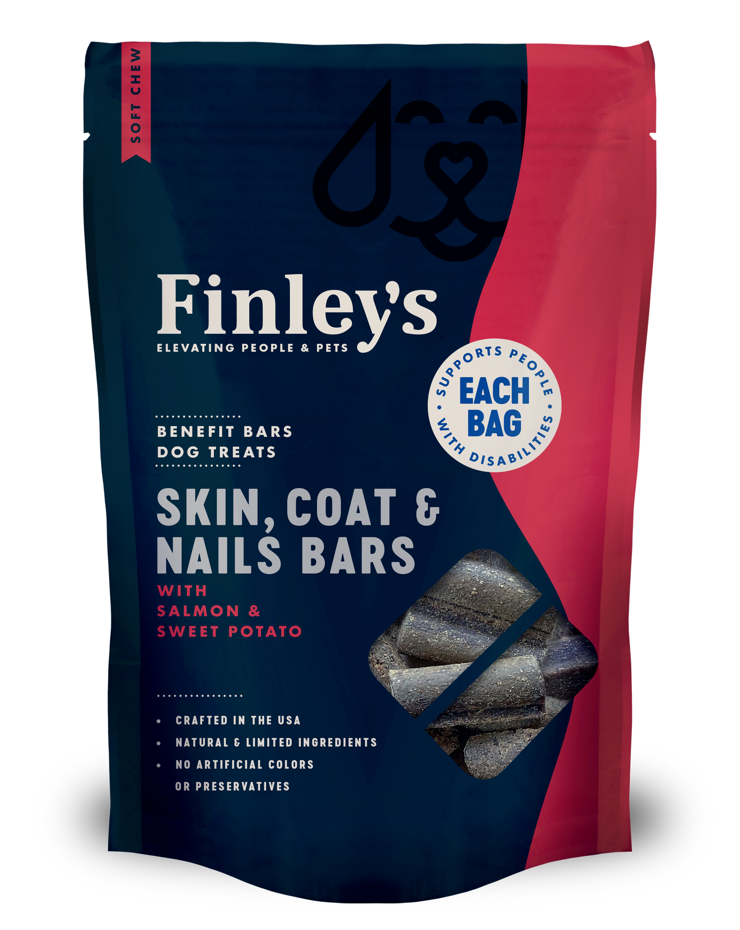 Finley's Barkery Skin, Coat and Nails Bars Dog Treats Peanut Butter, Papaya & Pumpkin 16 oz 850012757184
