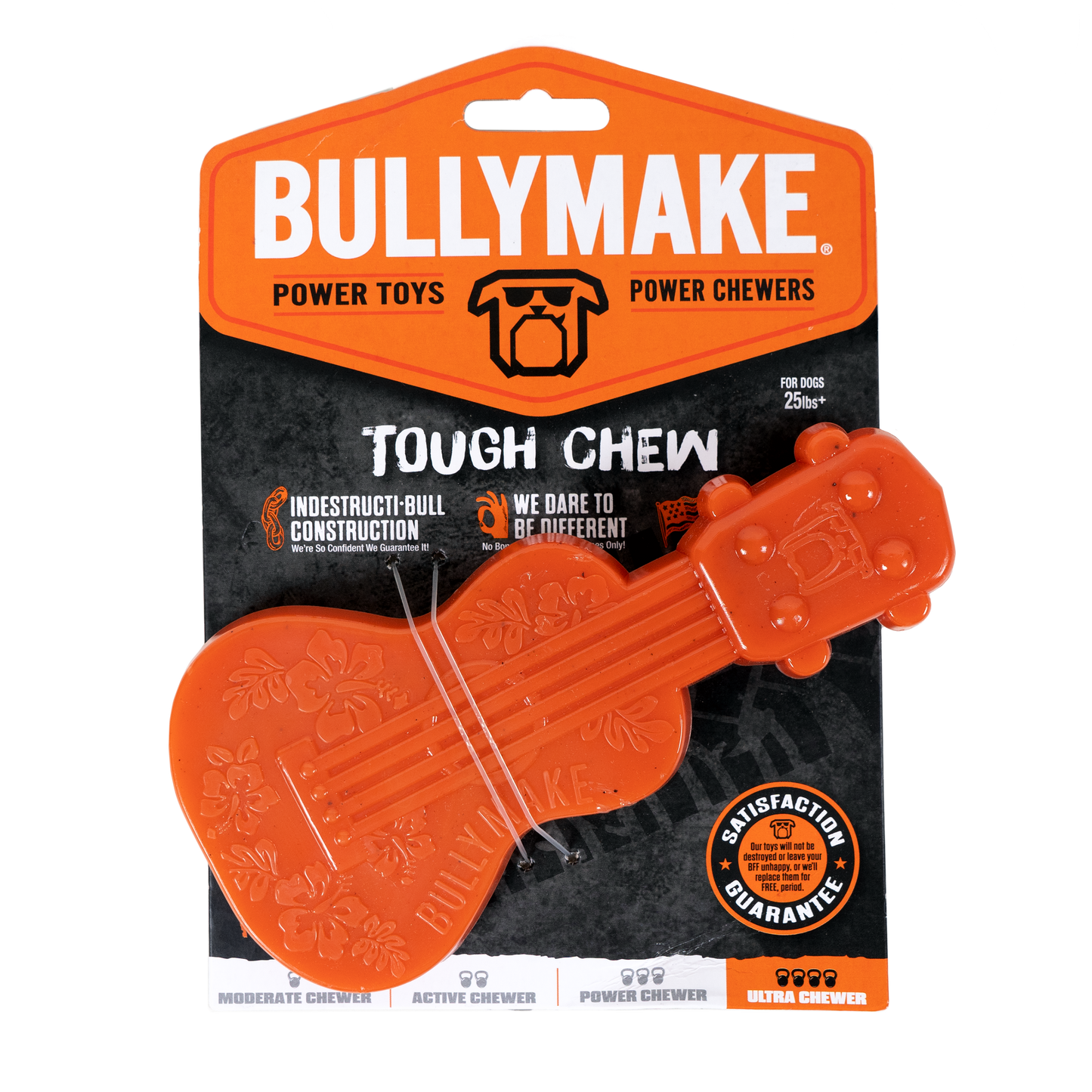 BullyMake Toss n' Treat Flavored Dog Chew Toy Ukelele Peanut Butter 669125001653