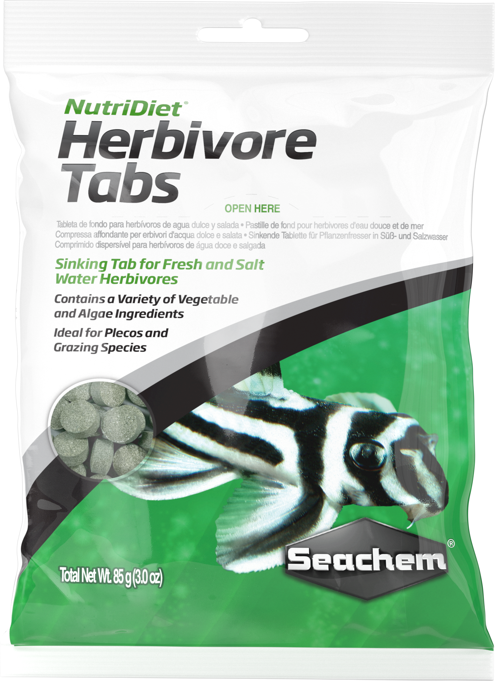 Seachem Laboratories NutriDiet Herbivores Sinking Tab Fresh & Salt Water Fish Food 3Oz/.85 g 000116010030
