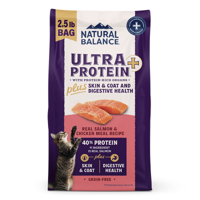 Natural Balance Pet Foods Ultra Protein Plus Skin/Coat/Digestive Health Dry Cat Food Salmon & Chicken 2.5 lb 723633006934