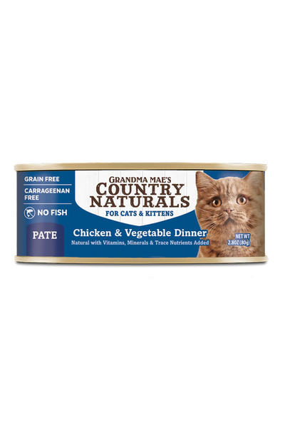 Grandma Mae's Country Naturals Pate Dinner Canned Cat Food Chicken & Vegetables 24ea/2.8 oz 850042318003