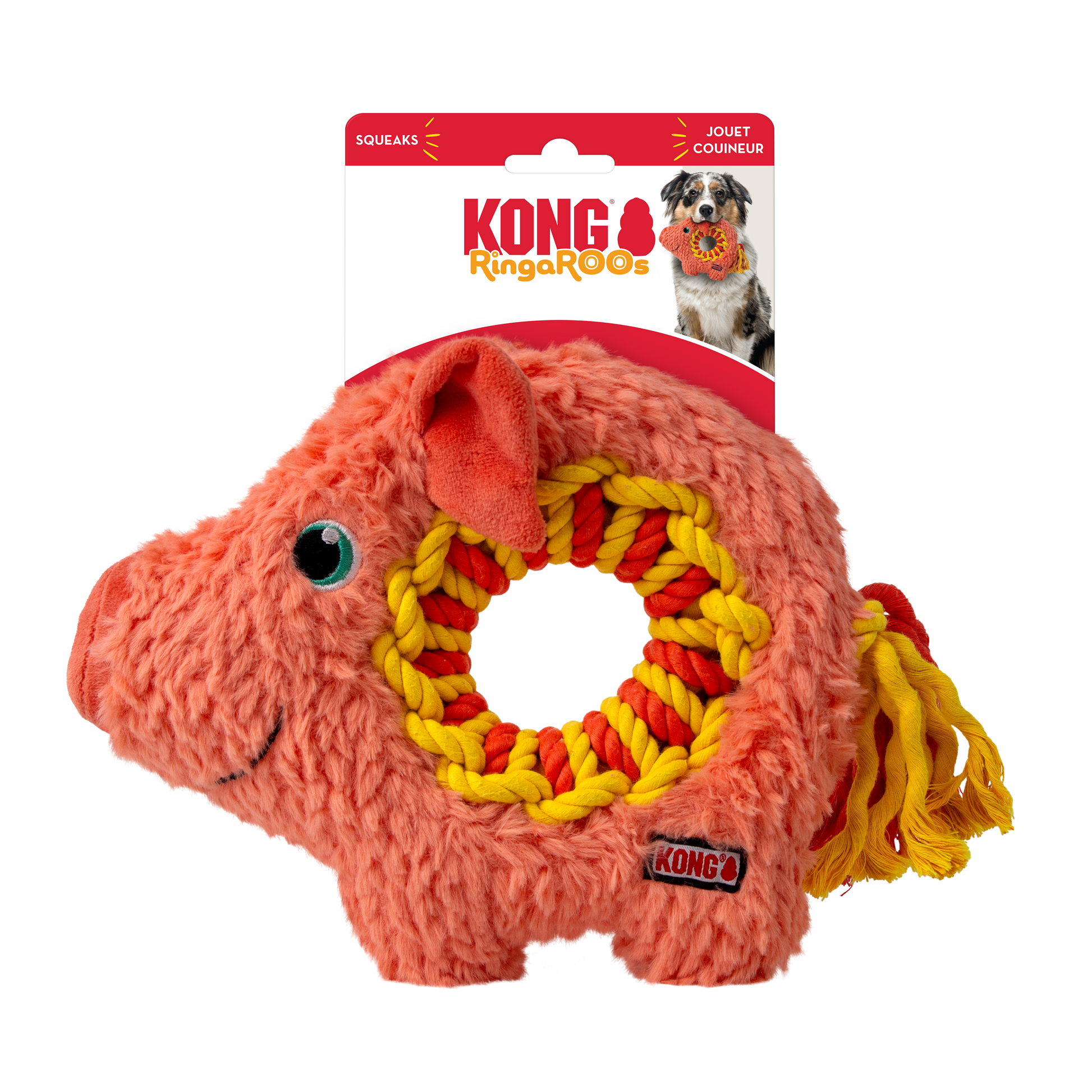 KONG Ringaroos Dog Toy Pig Medium 035585506418