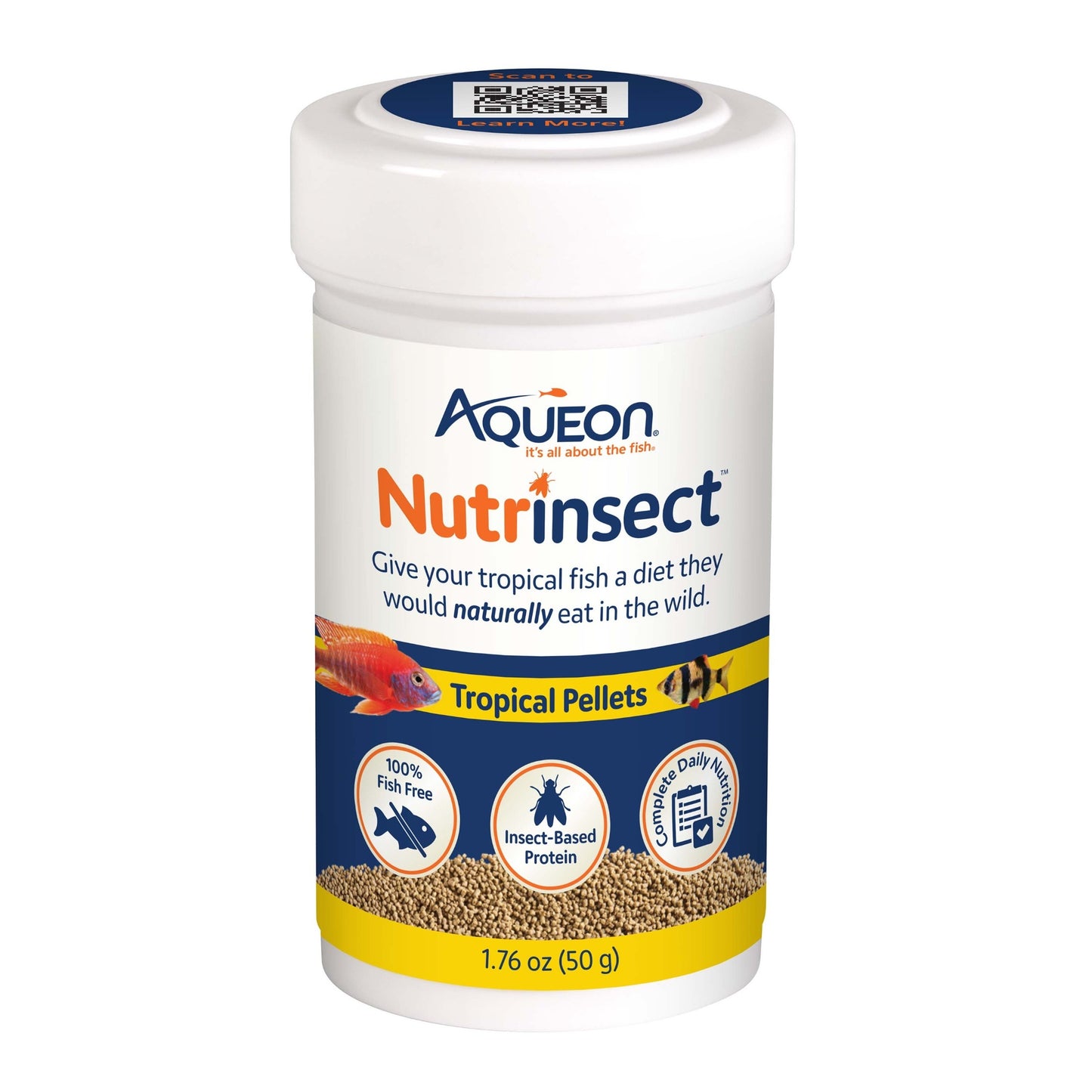 Aqueon Nutrinsect Fish-Free Fish Food Tropical Pellets 1.76 oz 015905002431