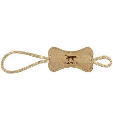Tall Tails Dog Bone Tug Natural Leather 12 Inches {L-x} 022266159391