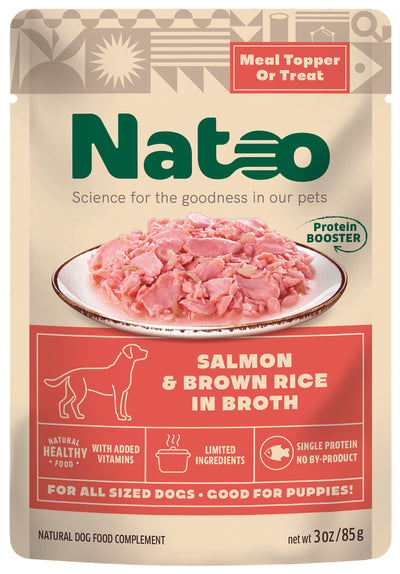 Natoo Meal Topper for Dogs Salmon & Brown Rice in Broth 20ea/3 oz 850039634093