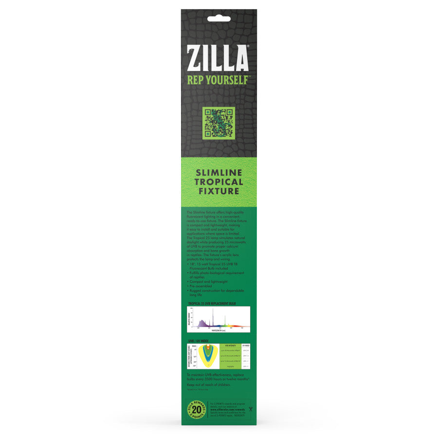 Zilla Slimlines T8 Fluorescent Light Fixture Tropical 18 Inches