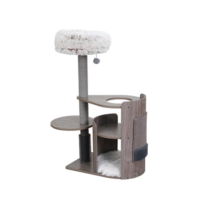 PetPals Cullen Mid-Century Modern Cat Tree Brown & Cream 40 in 818483018524