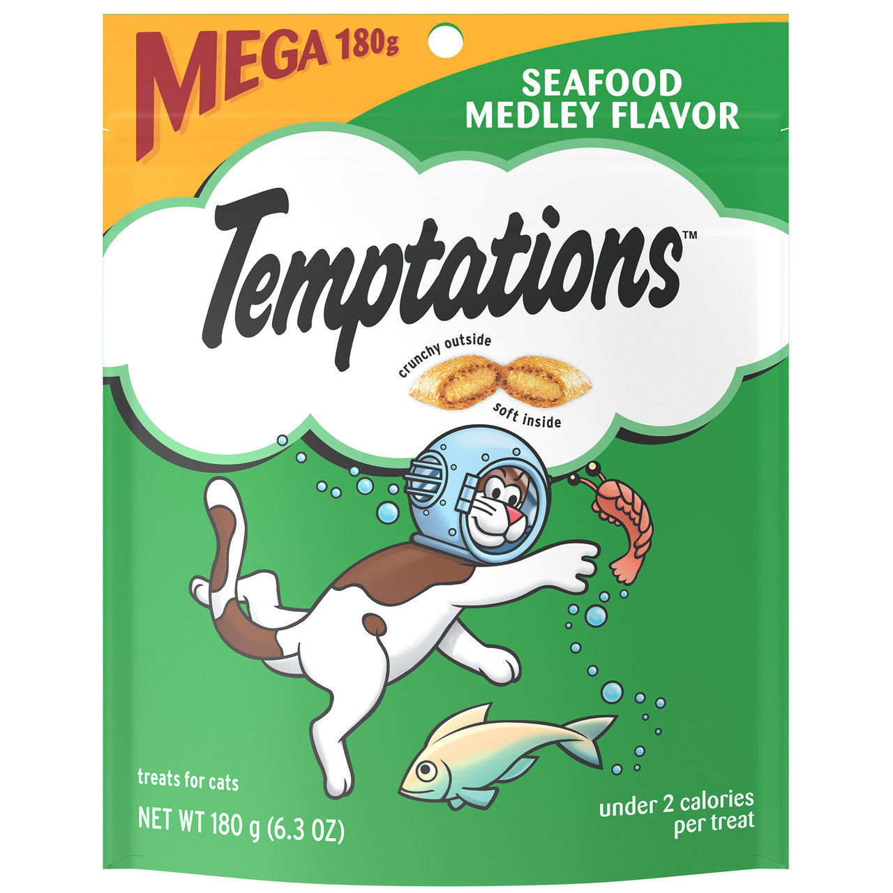 Temptations Classics Crunchy & Soft Adult Cat Treats Seafood Medley 6.3oz