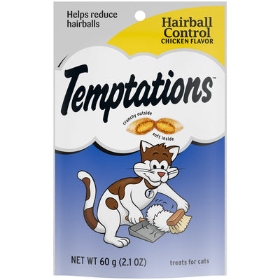 Temptations Hairball Control Crunchy & Soft Adult Cat Treats Chicken 2.1 oz