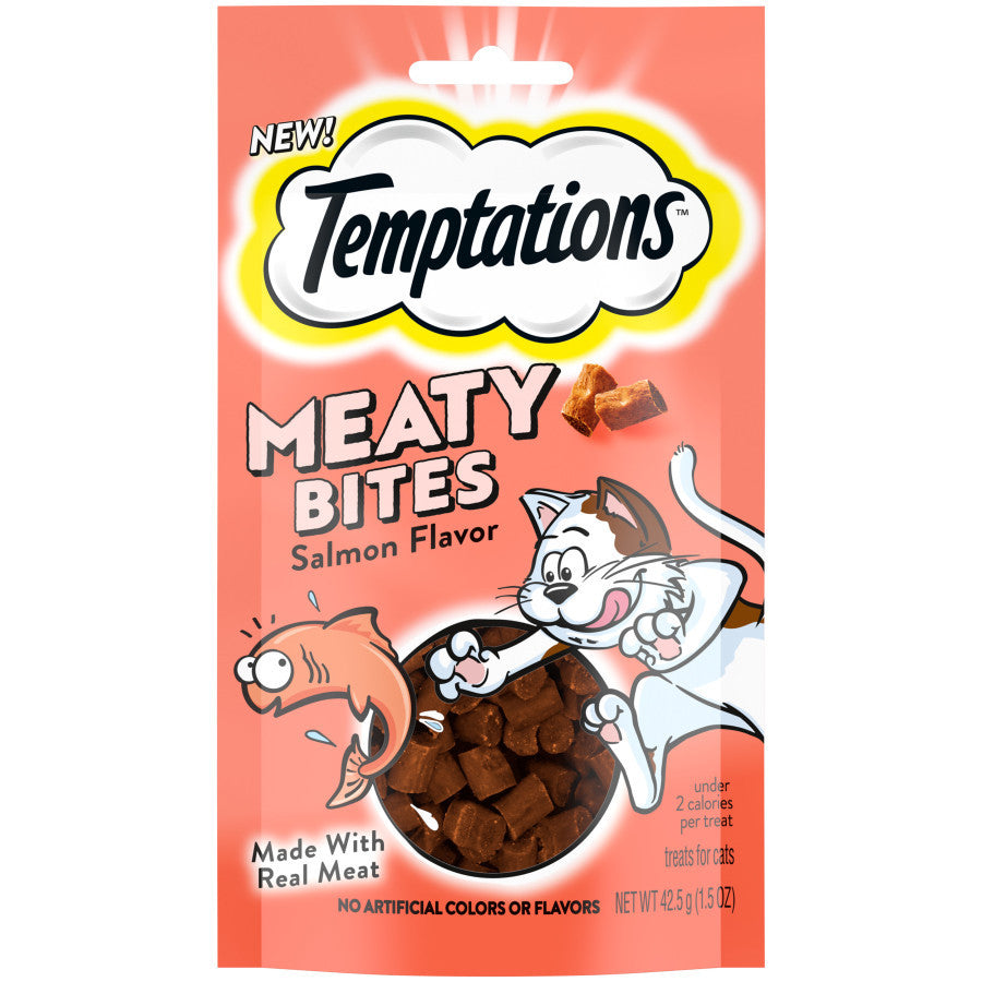 Temptations Meaty Bites Salmon Flavor Pouch 1.5 oz - Cat