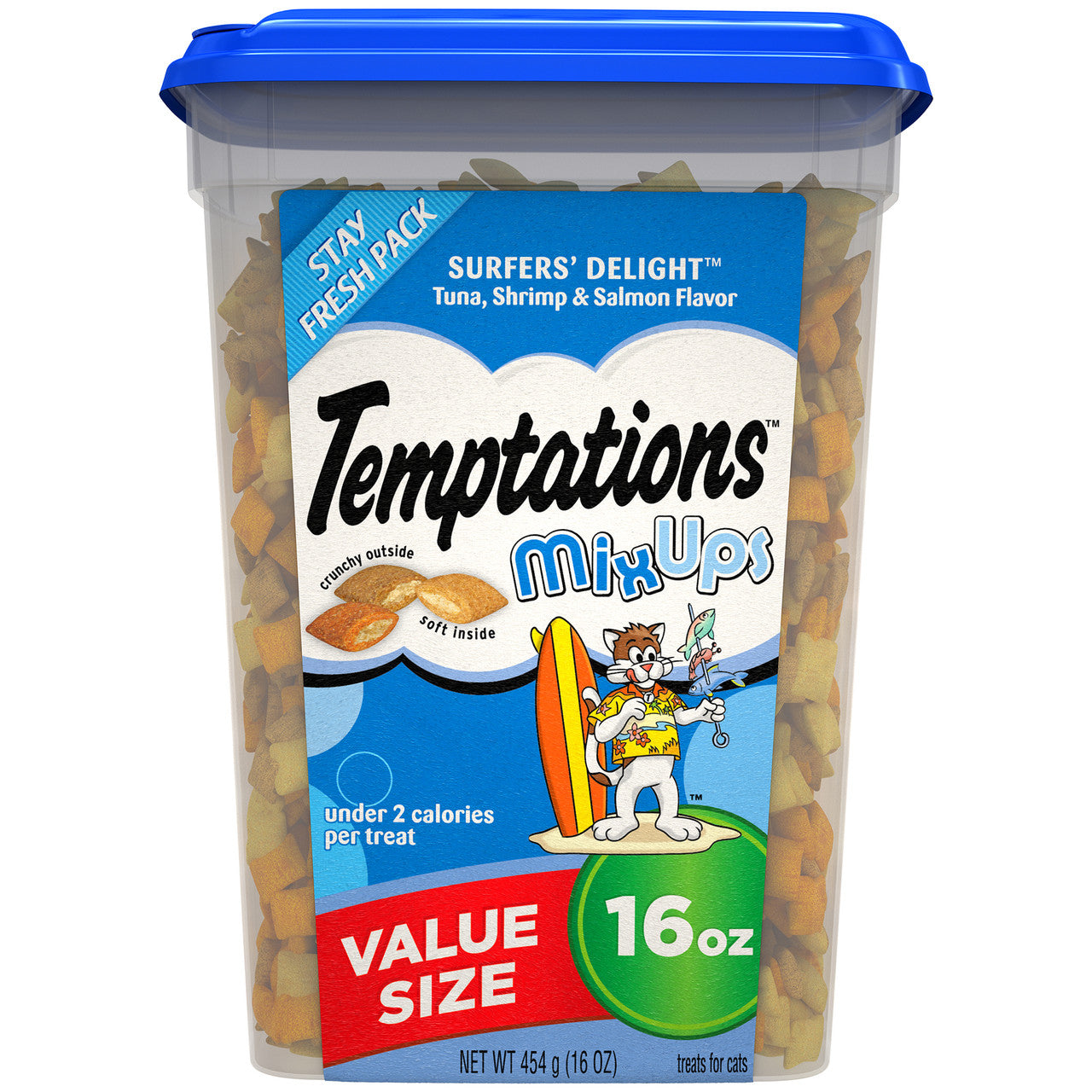 Temptations MixUps Crunchy & Soft Adult Cat Treats Surfer's Delight 16oz