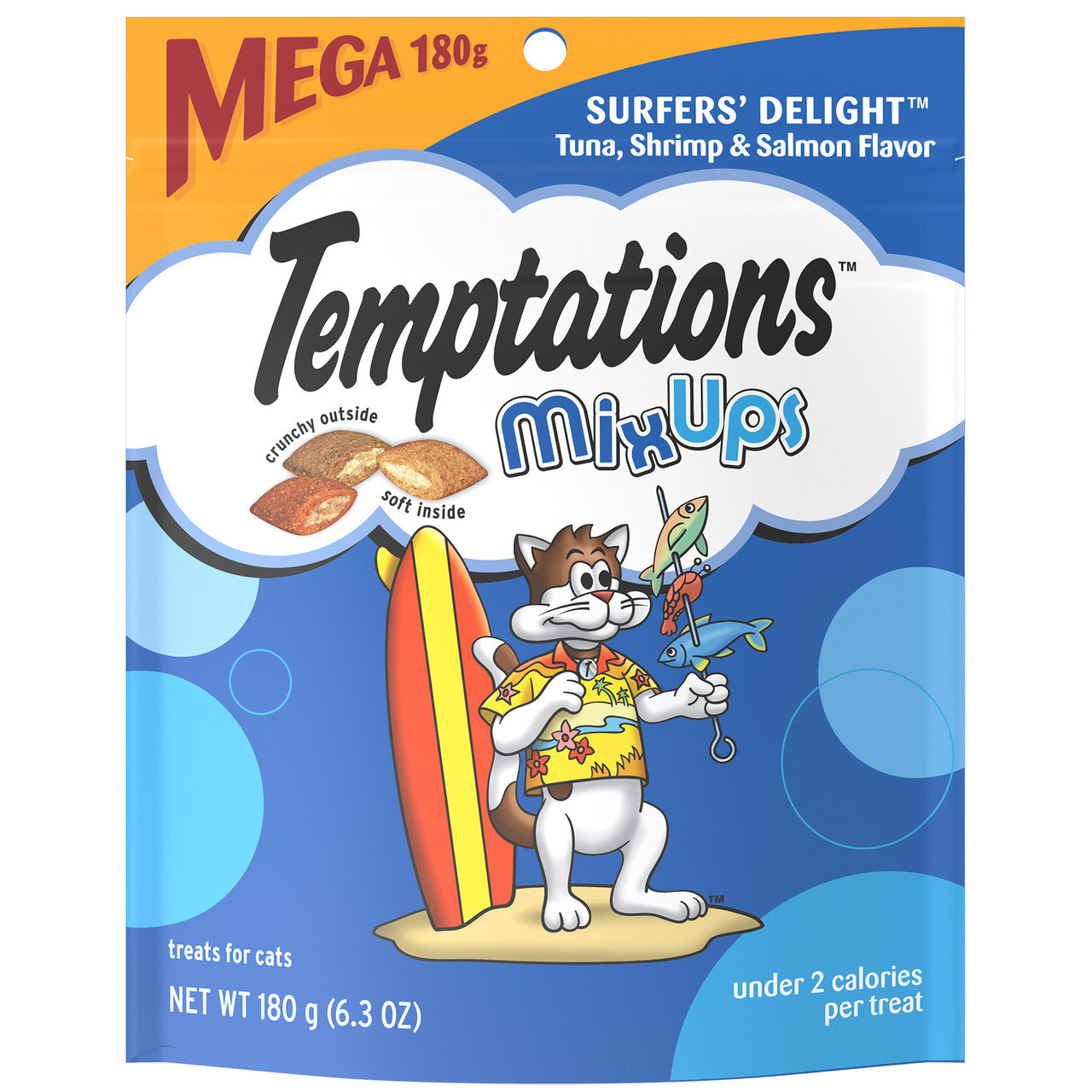 Temptations MixUps Crunchy & Soft Adult Cat Treats Surfer's Delight 6.3oz