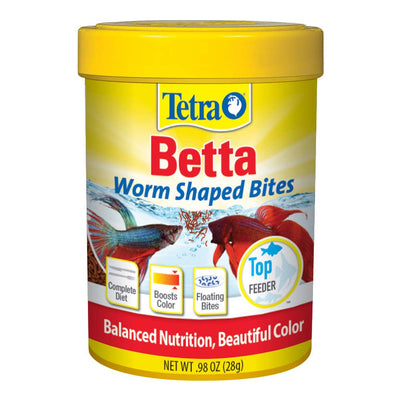 Tetra Betta Worm Shaped Bites Fish Food 0.98 oz