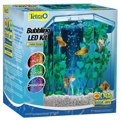 Tetra Hexagon LED Bubbler Kit Clear 1 gal - Aquarium