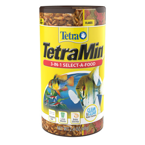 Tetra TetraMin 3 - in - 1 Select - A - Food Fish Food 2.4 oz - Aquarium