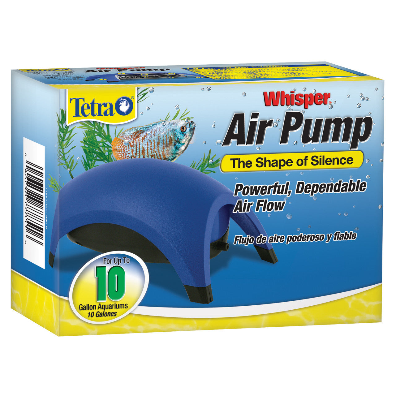 Tetra Whisper Aquarium Non-UL Air Pump Blue 10 Gallon