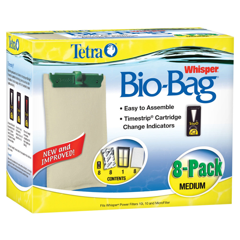 Tetra Whisper Bio-Bag Cartridge unassembled for TetraTec, Repto, and PF Filters 8pk MD
