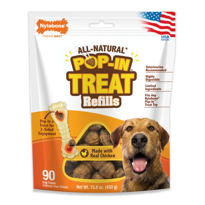Nylabone All-Natural Pop-In Dog Treat Refills Chicken All Sizes (90 ct) 018214855002