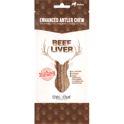 This & That Dog Enhanced Antler Chew Beef Liver Medium