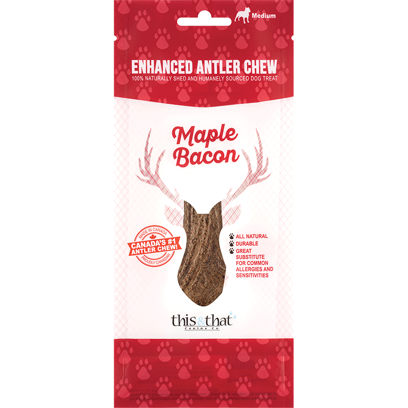 This & That Dog Enhanced Antler Chew Maple Bacon Large 602573117347