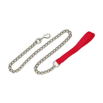 Titan Chain Dog Leash with Nylon Handle Red 2 mm x 4 ft