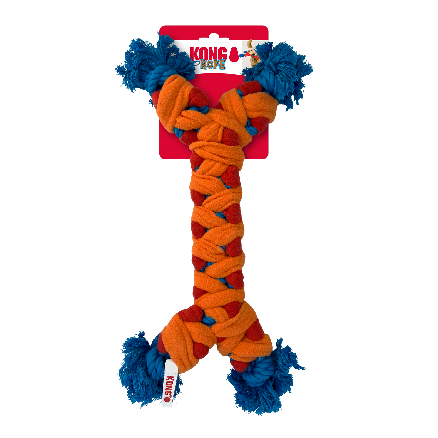 KONG Rope Rally Bone Red/Orange/Blue Medium 035585505572
