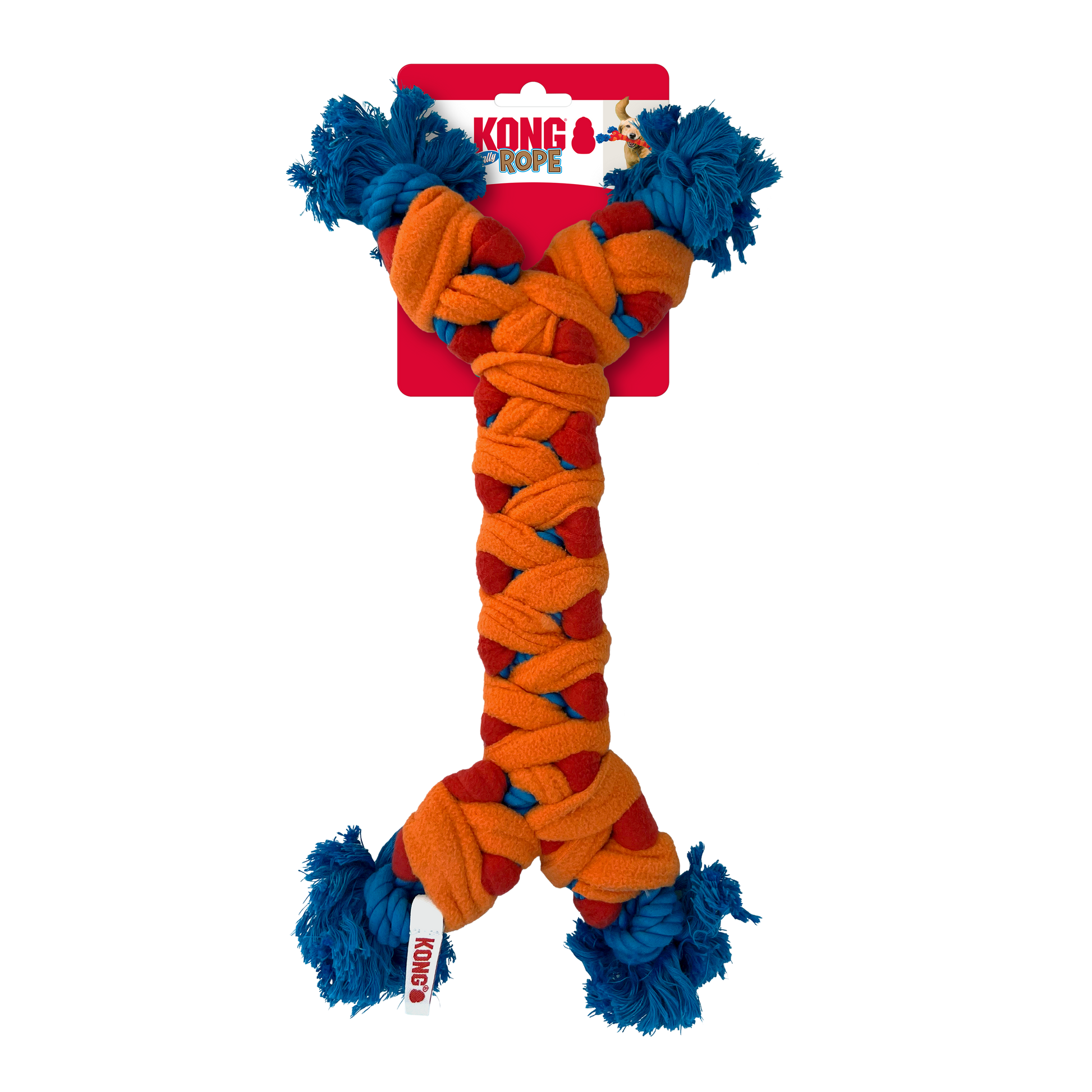 KONG Rope Rally Bone Red/Orange/Blue Medium 035585505572
