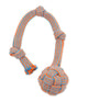 Mammoth Pet Products EXTRA Flossy Webbing Ball w/Fling Handle Dog Toy Orange/Blue Small, 16 in 746772254004