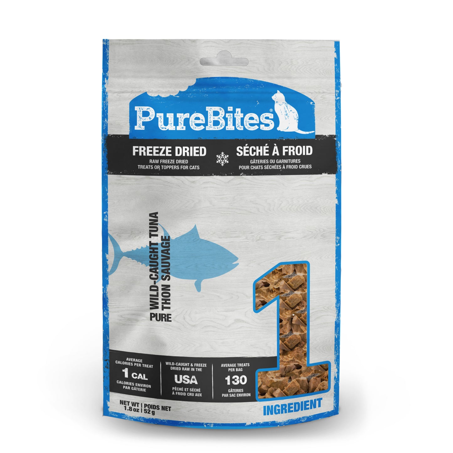PureBites Wild Raw Freeze Dried Cat Treats Wild Caught Tuna 1.8 oz 878968003452