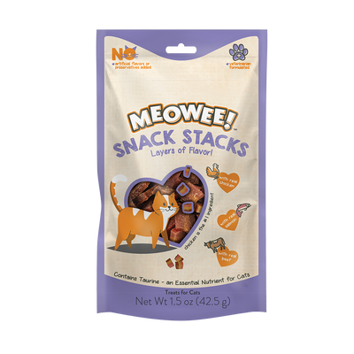Meowee! Snack Stacks Cat Treat Real Chicken, Real Salmon & Real Beef 1.5 oz 615650000722