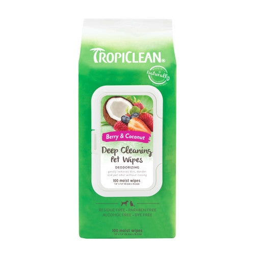 TropiClean Deep Cleaning Wipes for Dogs 100 Count - Dog