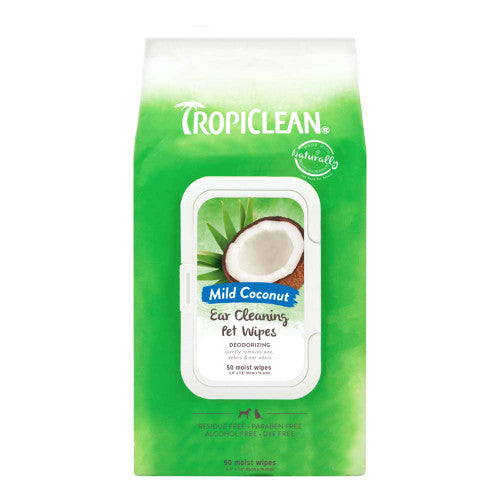 TropiClean Deodorizing Ear Cleaning Pet Wipes 50 Count - Dog