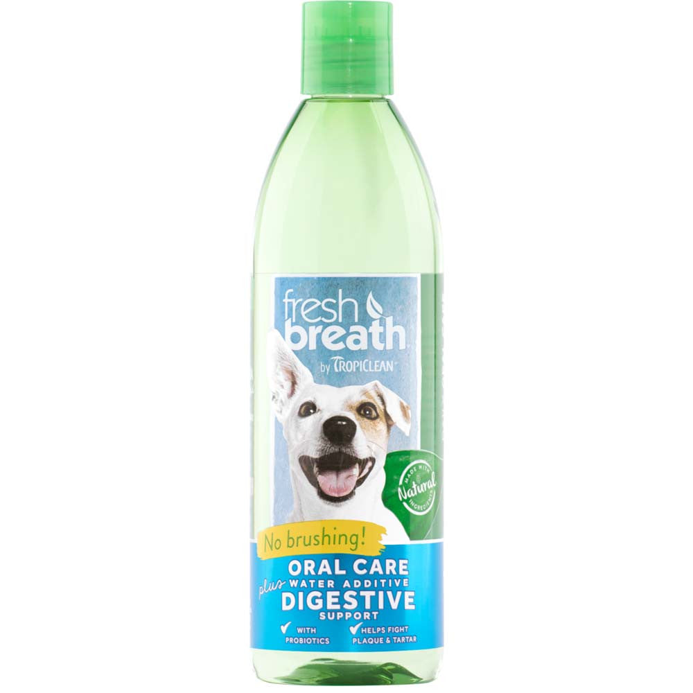 TropiClean Fresh Breath Oral Care Water Additive Plus Digestive Support for Dogs 16 fl. oz