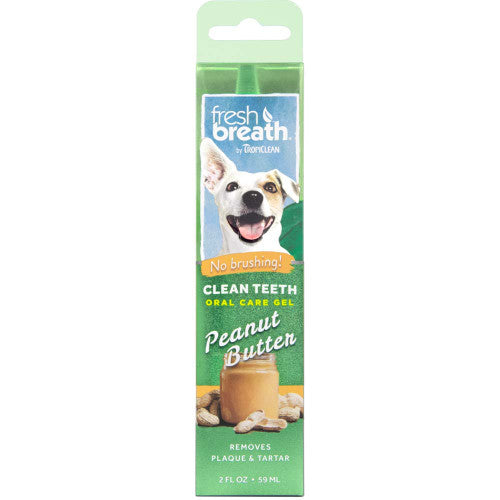 TropiClean Fresh Breath Peanut Butter Clean Teeth Oral Care Gel For Dogs 2 oz - Dog