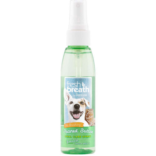 TropiClean Fresh Breath Peanut Butter Oral Care Spray for Dogs 4 oz - Dog