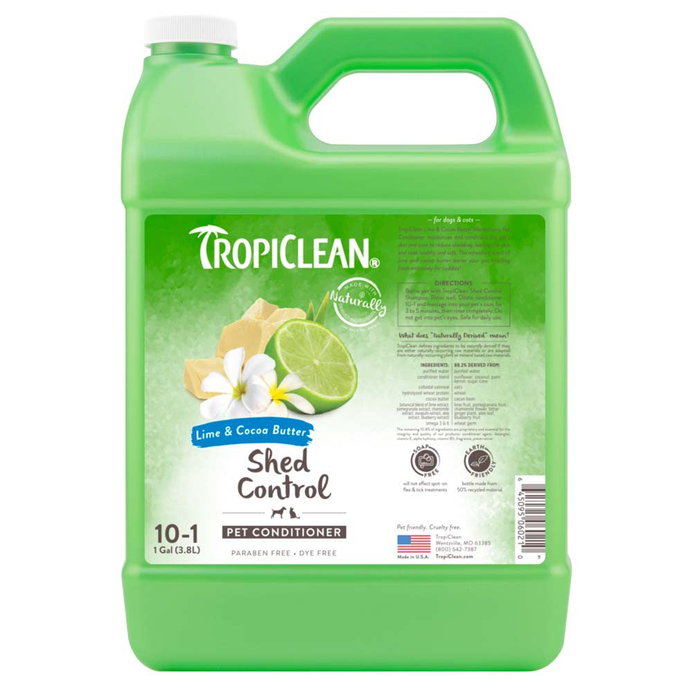 TropiClean Lime & Cocoa Butter Shed Control Conditioner for Pets 1 gal