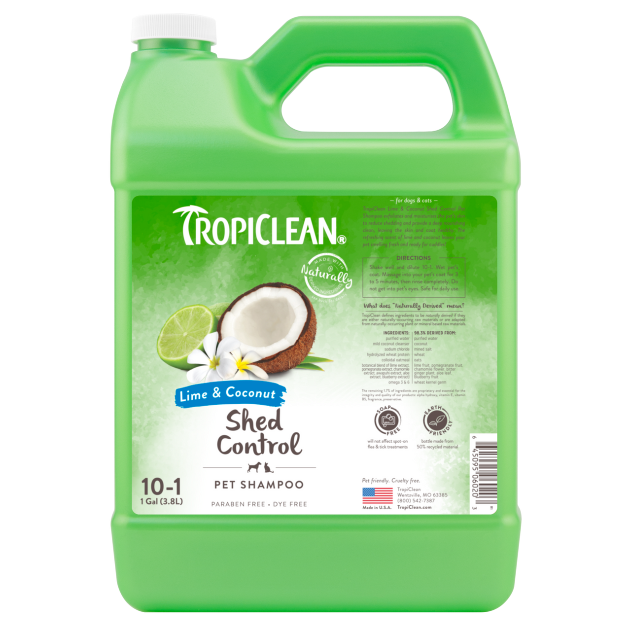 TropiClean Lime & Coconut Shed Control Shampoo for Pets 1 gal